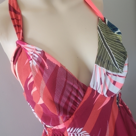 NEW! EXPRESS Tropical Palm/Floral Halter Maxi Dress XXS. - Picture 6 of 7